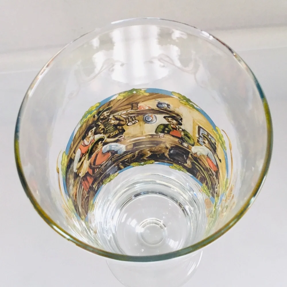 German Pilsner Beer Glass 24oz. MCM Festive Old World Pub Scene Made in Germany